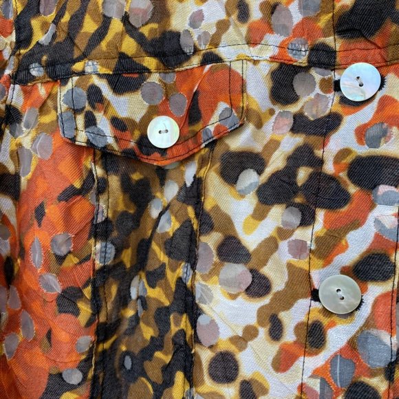 RUBY Rd Petite Linen Blend Multicolor Camouflage Short Jacket M - Picture 8 of 17